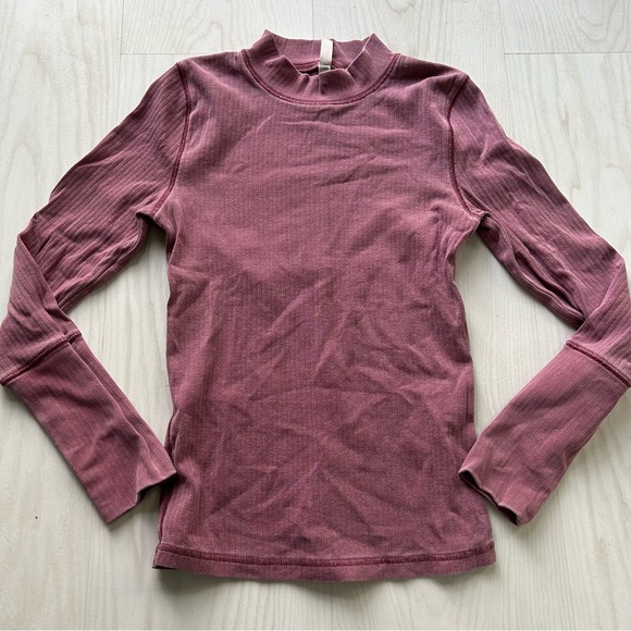 Free People Tops - Free People Layering Mauve Long Sleeve Thermal Mock Neck Top Size Women’s Small